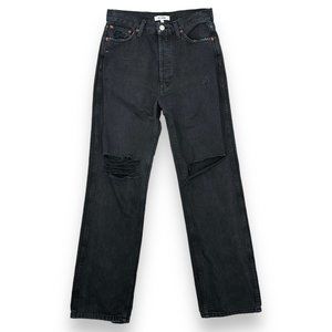 RE/DONE High Rise Loose Jeans - Washed Black with Rips